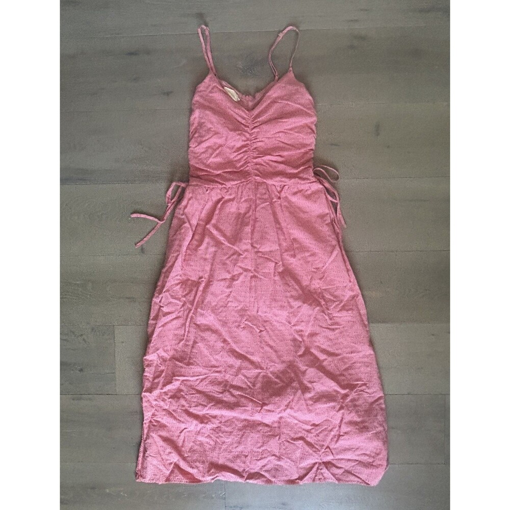 Nation LTD Ruched Sleeveless Midi Dress Pink Women’s Small Adjustable Sides